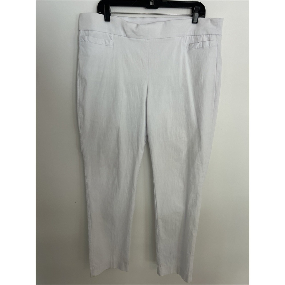 Carol Bay Women's White Long Casual Pants Elastic Waist Front Back Pockets 18/20
